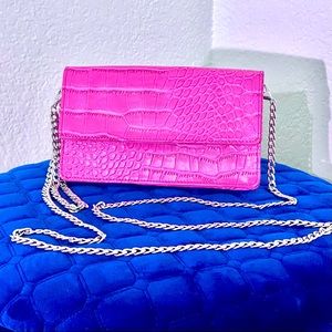 Snob Essentials Barbie-pink crossbody wristlet purse